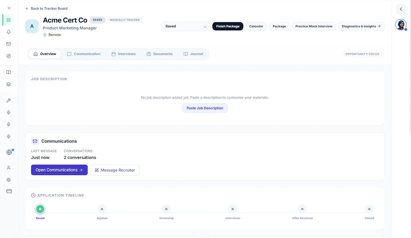 Travaia — opportunity workspace